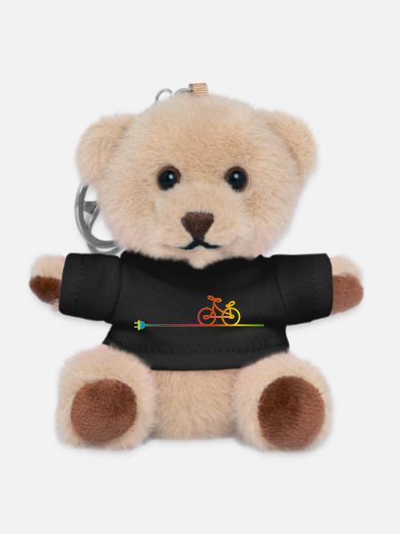 buntes Elektrokabel mit Stecker und Fahrrad - Teddy Schlüsselanhänger - Schwarz