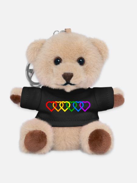 Pride satenkaari heart - Teddy Keyring - black
