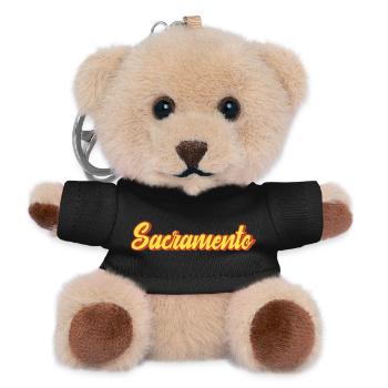 Sacramento Retro Lettering Yellow Red - Teddy Keyring - black - Front