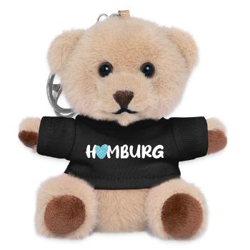 Hamburg Herz Schuppen Fisch Muster Fan Hafen Hanse - Teddy Schlüsselanhänger - Schwarz - Vorne