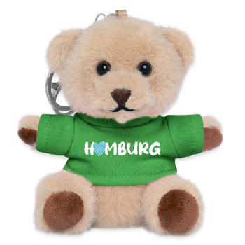 Hamburg Herz Schuppen Fisch Muster Fan Hafen Hanse - Teddy Schlüsselanhänger - Grün - Vorne
