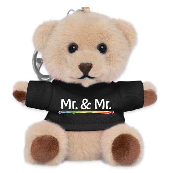 Rainbow Mr and Mr gay wedding - Teddy Keyring - black - Front