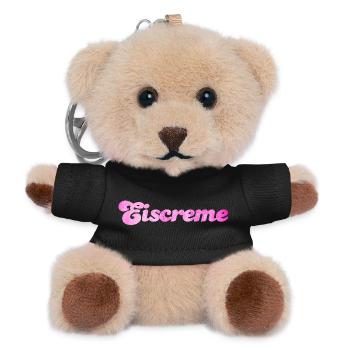 Eiscreme pink Erdbeereis Eis Fan Sommerzeit Urlaub - Teddy Schlüsselanhänger - Schwarz - Vorne