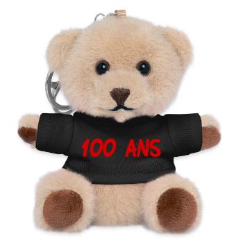 100. 100 JAHRE. 100-JÄHRIGES JUBILÄUM. GEBURTSTAG 100 - Teddy Schlüsselanhänger - Schwarz - Vorne