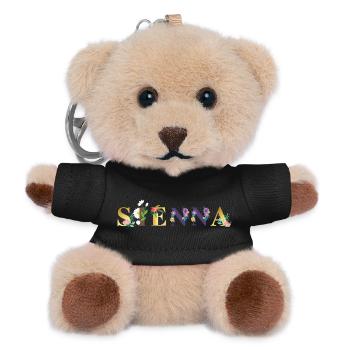 SIENNA Name Art With Flowers Embroidered - Teddy Keyring - black - Front