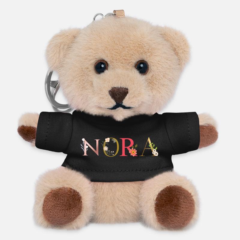 NORA name decorated with flowers - Teddy Keyring - black
