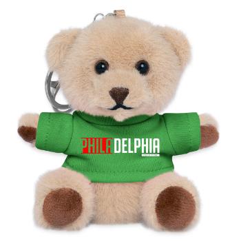 Farbenfrohes textbasiertes Design von Philly und Delta - Teddy Schlüsselanhänger - Grün - Vorne