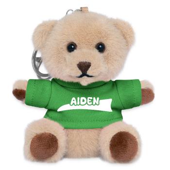 Geschenk für Aiden - Teddy Schlüsselanhänger - Grün - Vorne