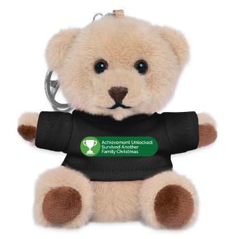 Survived Another Family Christmas Gamer Funny  - Teddy Keyring - black - Front