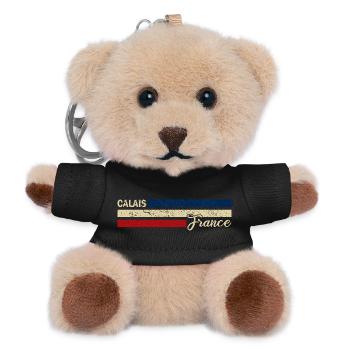 France - Calais - Frankreich - Flagge - Streifen - Teddy Schlüsselanhänger - Schwarz - Vorne