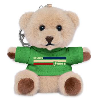France - Rennes - France - Flag - Stripes - Teddy Keyring - green - Front