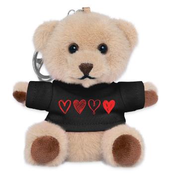 Skizzierte Rote Herzen – Minimalistisches Design - Teddy Schlüsselanhänger - Schwarz - Vorne