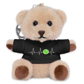 Tennis Herzschlag Tennisball - Teddy Schlüsselanhänger - Schwarz - Vorne