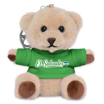 El Salvador Script with Flag Heart Patriotic - Teddy Keyring - green - Front