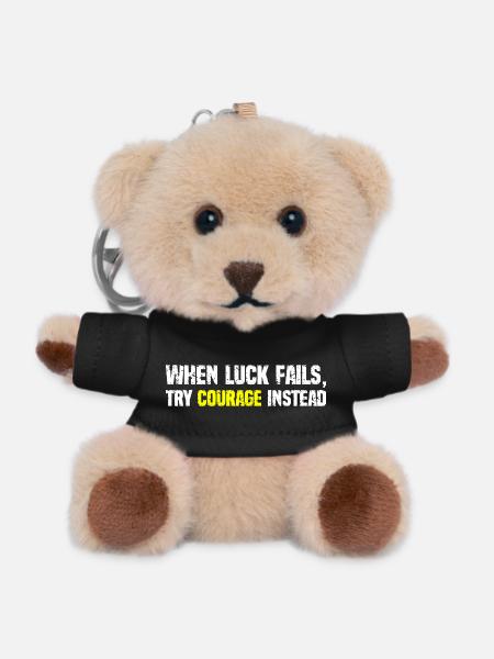 Courage Over Luck Typography - Teddy Keyring - black