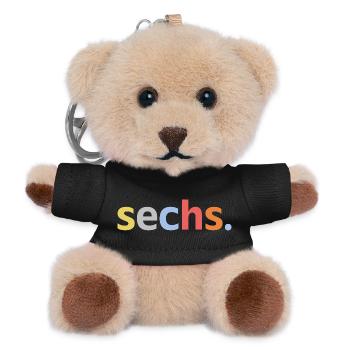 6. Geburtstag Junge Sechs 6 Jahre Jubiläum  - Teddy Schlüsselanhänger - Schwarz - Vorne