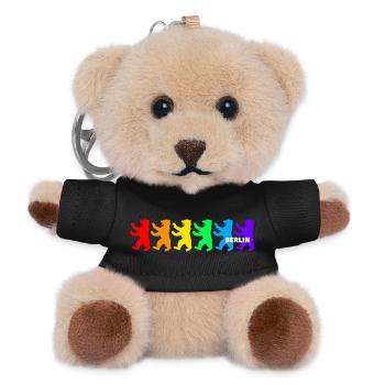 Berliner Bären / Regenbogenfarben - Teddy Schlüsselanhänger - Schwarz - Vorne
