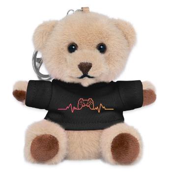 Gamer Sunset Heartbeat Gaming - Teddy Schlüsselanhänger - Schwarz - Vorne