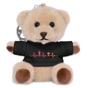 Badminton Sonnenuntergang Herzschlag Badminton - Teddy Schlüsselanhänger - Schwarz - Vorne