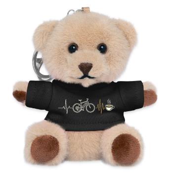 E-bike Radkultur Herzschlag Kaffee Design - Teddy Schlüsselanhänger - Schwarz - Vorne