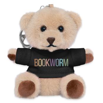 Bücherwurm Buchliebhaber Leseratte Geschenkidee - Teddy Schlüsselanhänger - Schwarz - Vorne