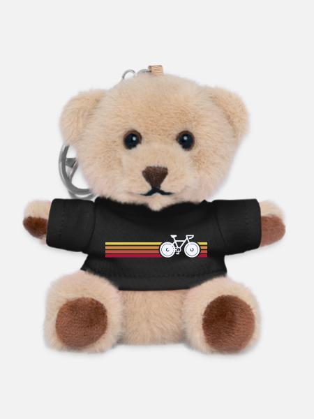 Retro Bike on Sunset Stripes - Teddy Keyring - black