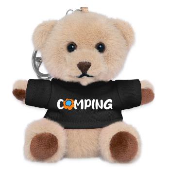 Camping Blume Comic Caravan Van Life Wohnmobil Fan - Teddy Schlüsselanhänger - Schwarz - Vorne