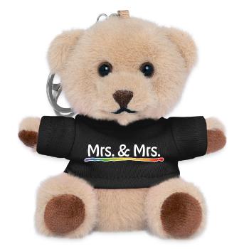 Rainbow Mrs and Mrs white LGBT lgbtqi queer - Teddy Keyring - black - Front