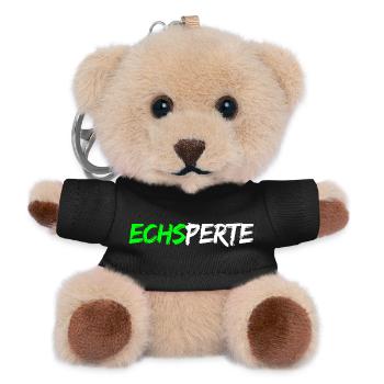 Echsperte - Experte, lustiger Wortwitz - Teddy Schlüsselanhänger - Schwarz - Vorne
