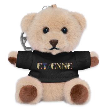 ETIENNE name adorned with flowers - Teddy Keyring - black - Front