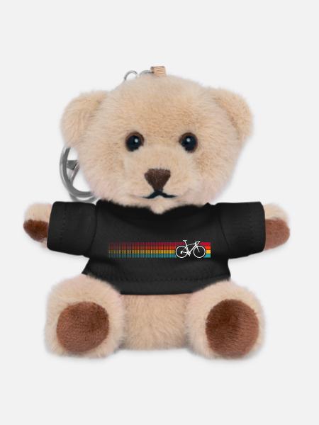 Lebendiges Regenbogen-Fahrradmuster - Teddy Schlüsselanhänger - Schwarz