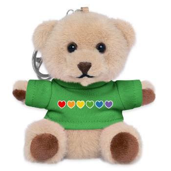 LGBT lgbtqi queer rainbow hearts outline - Teddy Keyring - green - Front