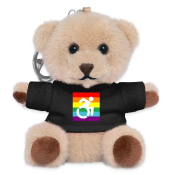 Disabled, Gay, Wheelchair, Pride, LGBTQ # - Teddy Keyring - black - Front