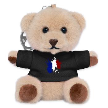Frankreich Tricolor Flagge - Teddy Schlüsselanhänger - Schwarz - Vorne