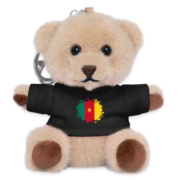 Kamerun Klecks / Geschenk Flagge Camerun - Teddy Schlüsselanhänger - Schwarz - Vorne