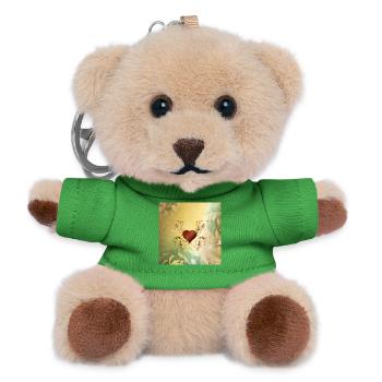 Wonderful decorative heart - Teddy Keyring - green - Front