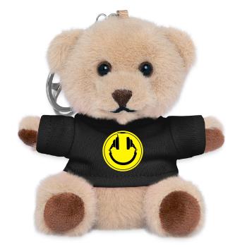 Headphones smiley wire plug - Teddy Keyring - black - Front