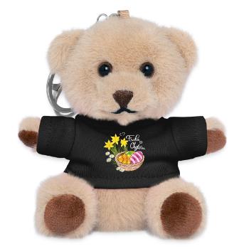 Happy Easter Easter basket Easter eggs Easter flowers eggs - Teddy Keyring - black - Front