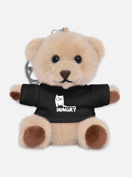 Funny Cat Hungry Cats - Teddy Keyring - black