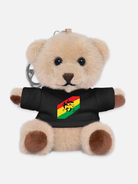 Rasta lion in front of three-color flag - Teddy Keyring - black