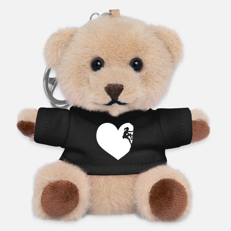 Ich Liebe Klettern Bergsteigen Boulder Herz - Teddy Schlüsselanhänger - Schwarz