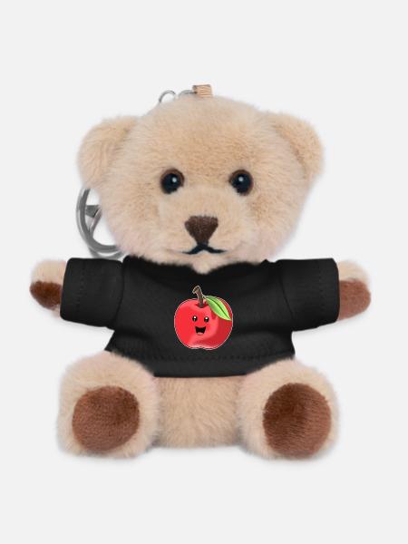 Lustiger Süßer Apfel - Teddy Schlüsselanhänger - Schwarz