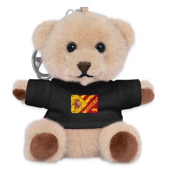 Spanien Flaggen Design mit Wappen und Stier - Teddy Schlüsselanhänger - Schwarz - Vorne