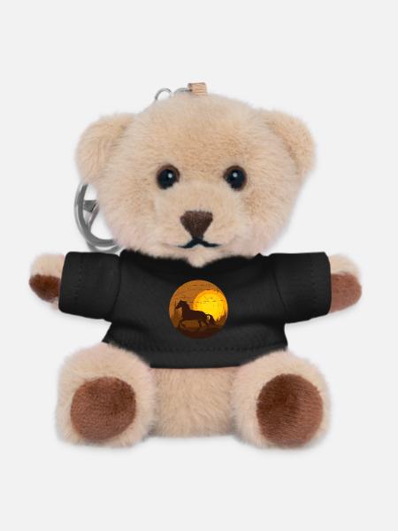 Pferd im Sonnenuntergang - Teddy Schlüsselanhänger - Schwarz
