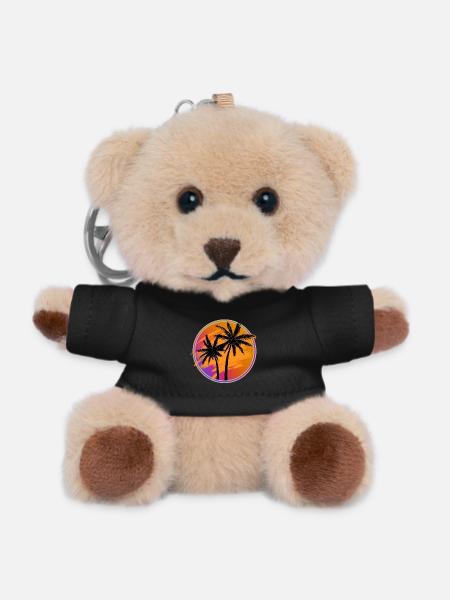 Palmen Retro - Teddy Schlüsselanhänger - Schwarz