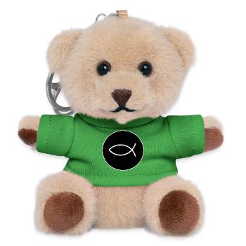 Jesus fish white Ichthys fish fish - Teddy Keyring - green - Front