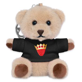 saftige rote Himbeere mit goldener Krone - Teddy Schlüsselanhänger - Schwarz - Vorne