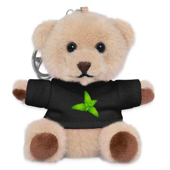 juicy green fresh mint leaves - Teddy Keyring - black - Front