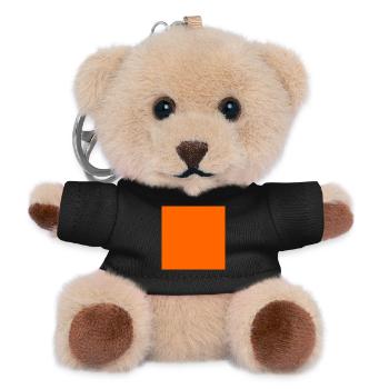 Color Block Pattern in Warm Orange Tones - Teddy Keyring - black - Front