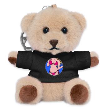 Surfergirl Bikini Urlaub Strand Meer Sommer Sonne - Teddy Schlüsselanhänger - Schwarz - Vorne